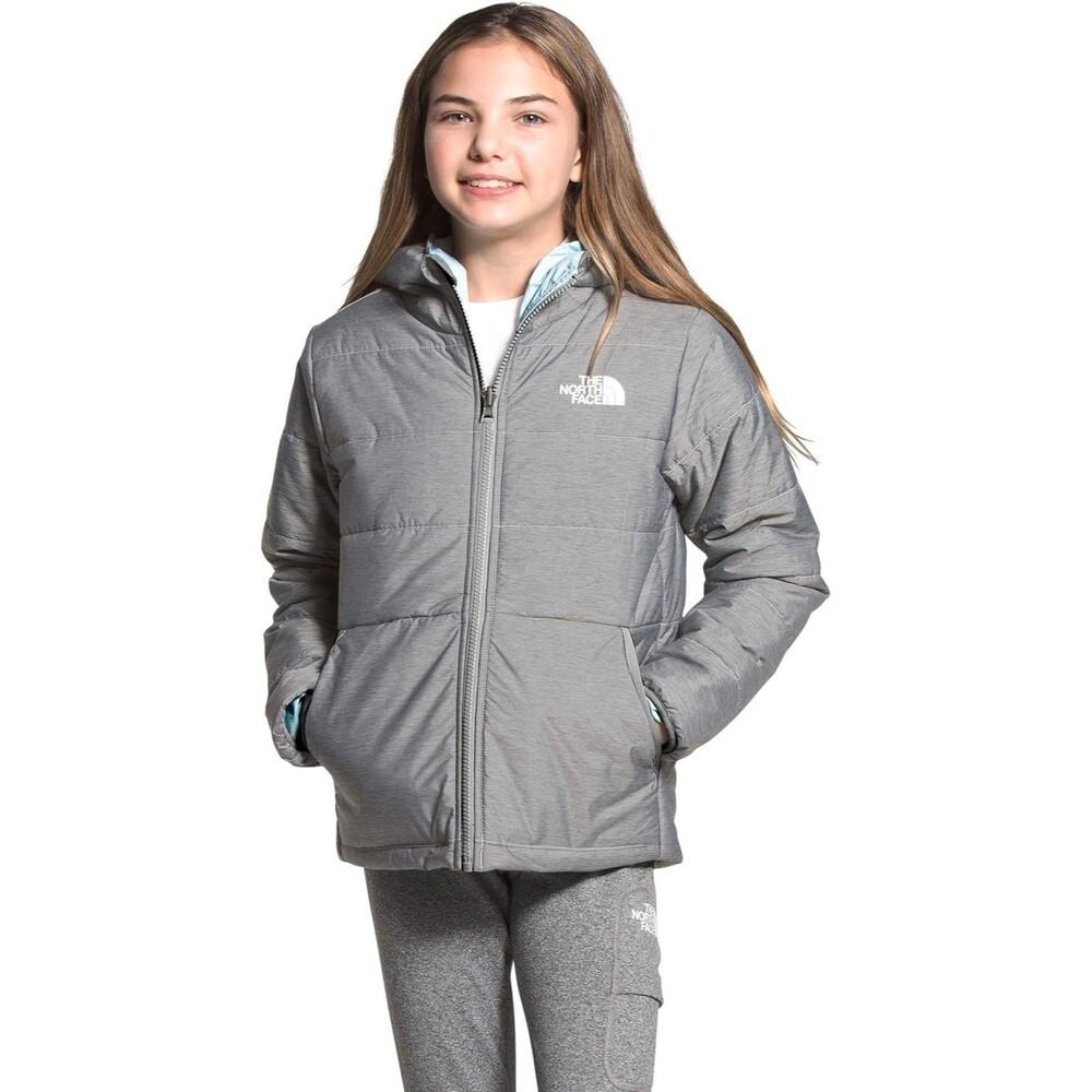 The North Face Kids Girl's Reversible Perrito Jacket Grey Blue Size M 10 12 EUC